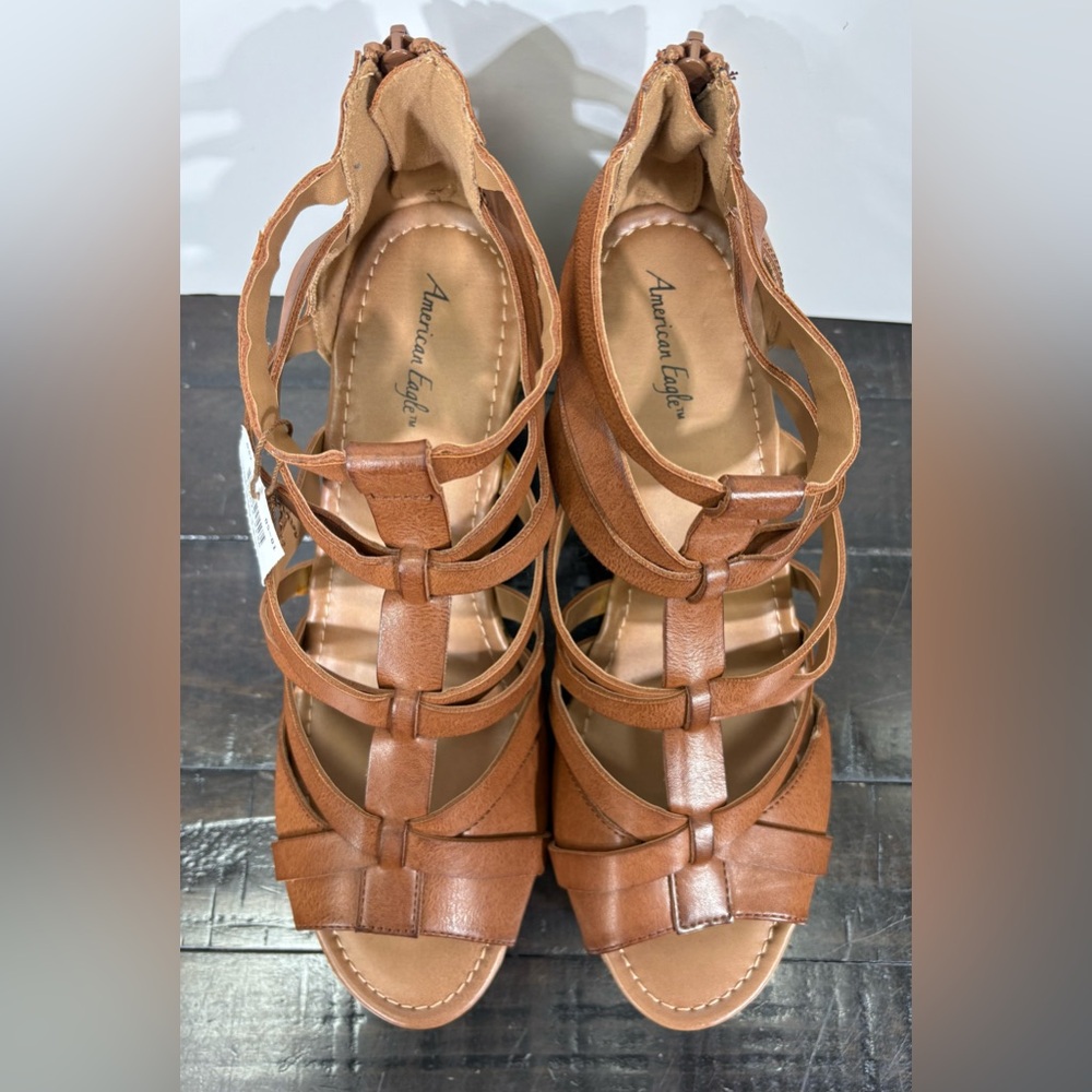 NWT American Eagle Outfitters Strappy Wedge Sandals Size 11 - Picture 2 of 10